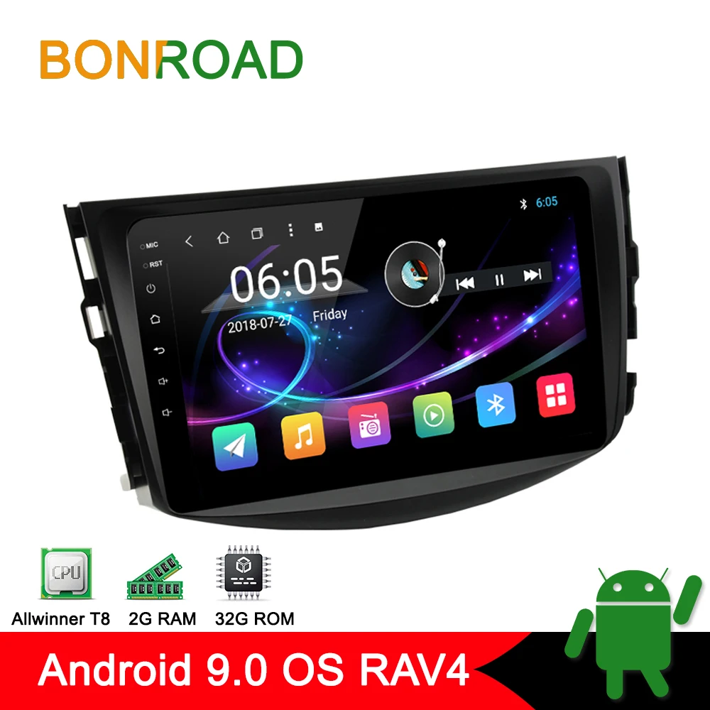 Bonroad двойной Din Android 9,0 Восьмиядерный автомобильный мультимедийный плеер для TOYOTA RAV4 автомобильный Радио стерео, dvd-плеер gps навигация