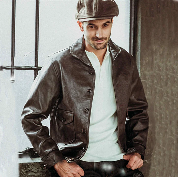 leather jacket cap