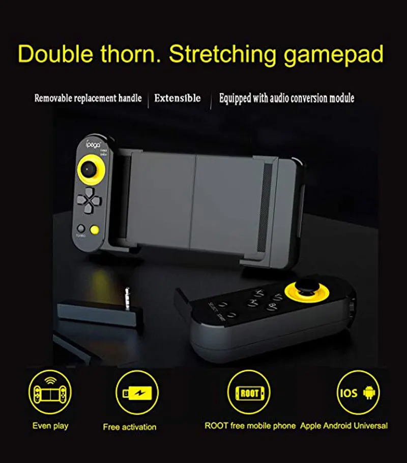  Portable Stretch Mobile Game Controller Wireless Bluetooth 4.0 Gamepad Joystick for PUBG IOS/Androi