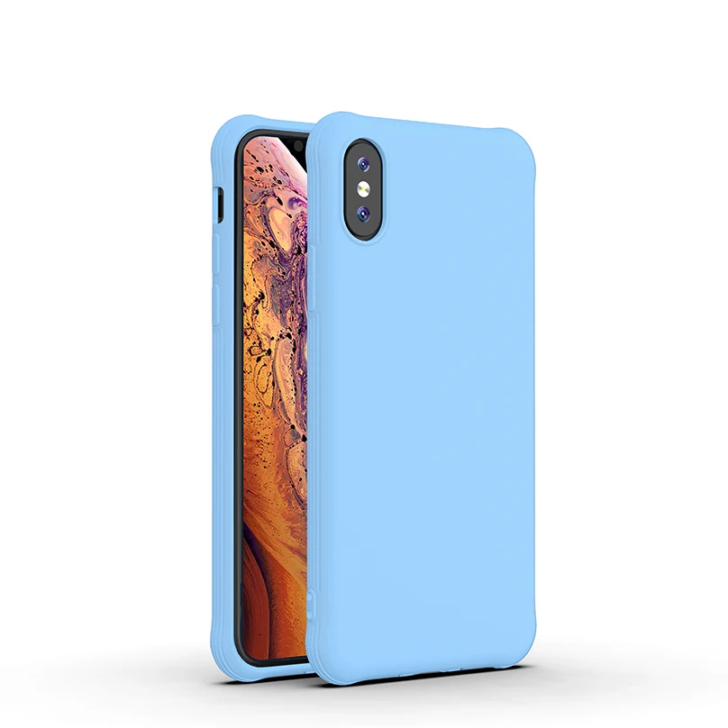 Противоударный силиконовый чехол для Iphone 11 Pro Max Xs Max Xr X 8 7 6s 6 Plus, матовый мягкий чехол для задней панели, нескользящий чехол - Цвет: Синий