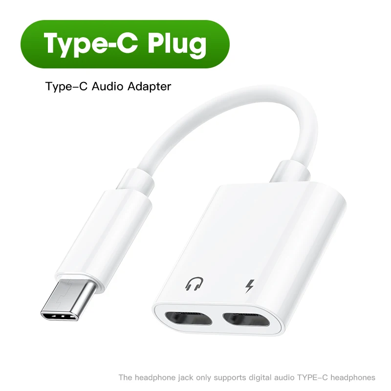 Dual Type C Audio Headphone Adapter Plug 3.5mm Jack For Samsung Huawei USB Charger Connector Splitter Charging Converter | Мобильные