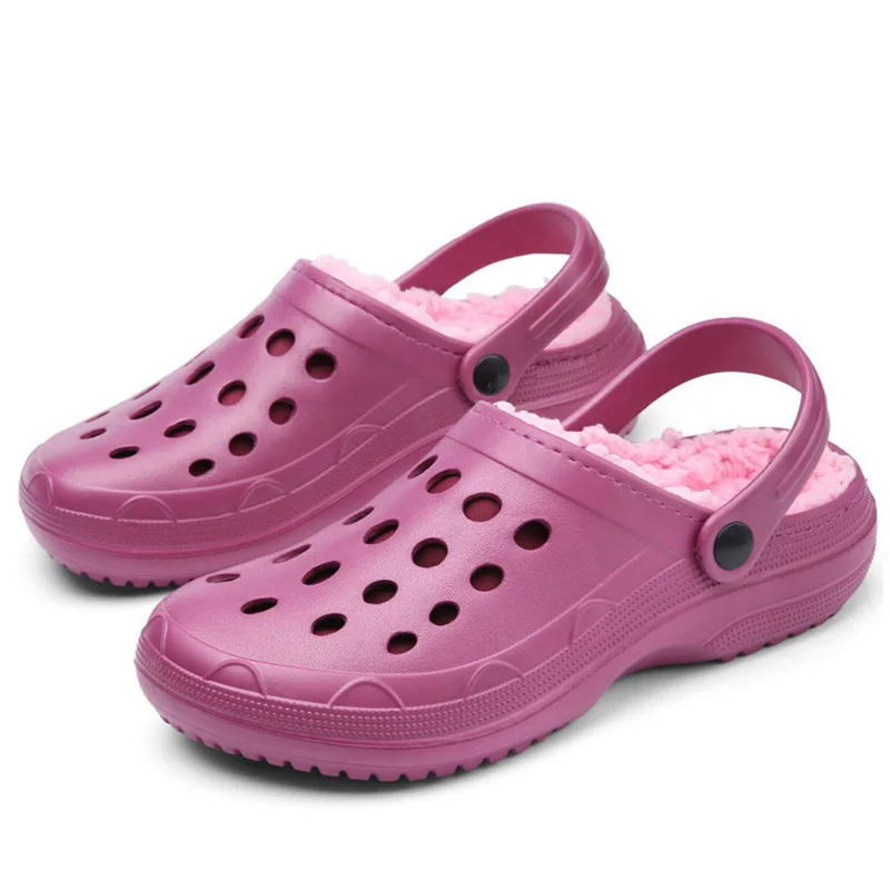 

Outdoor Designer Fur Slippers Women Winter Plush Shoes Unisex Mules With Fur Slippers Clogs Women's Clogs With Fur Large Size 45