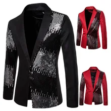 Two-color Pearlescent Film Performance Dress Suit Nightclub Men's Suit Host MC Studio Suit Style Sleeve Length(cm) Item Type