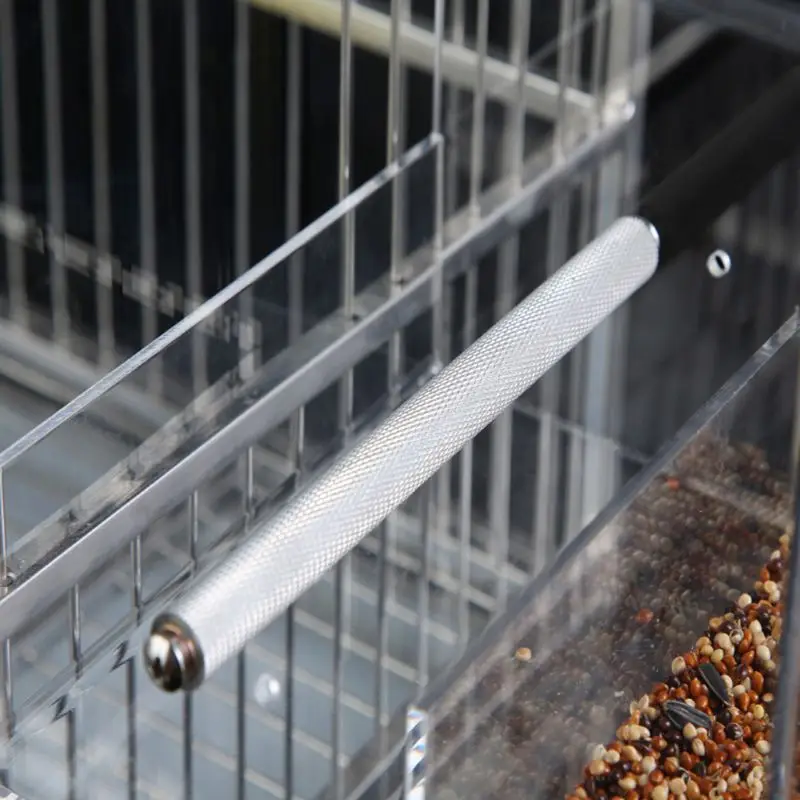 Transparent Acrylic Bird Parrot Feeder Hanging Tray Box Perch Stand Cage Tools