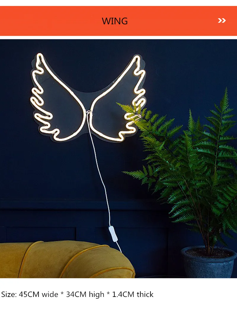 

LED Neon Light Neon Top Panel Lights Colorful Lamp Wing Ice Cream Neon Pink Children's Room Home Store Decoration Sexy Sign