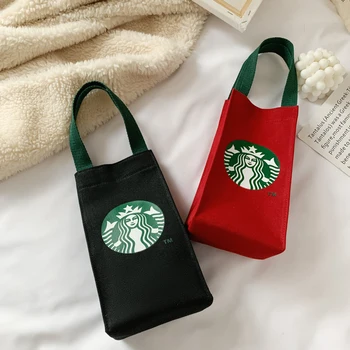 

New Style Water Cup Bag Mini Canvas Fashion Handbag Portable Stewing Beaker Bag Stewing Kettle Protective Cover Mother Flap Bag