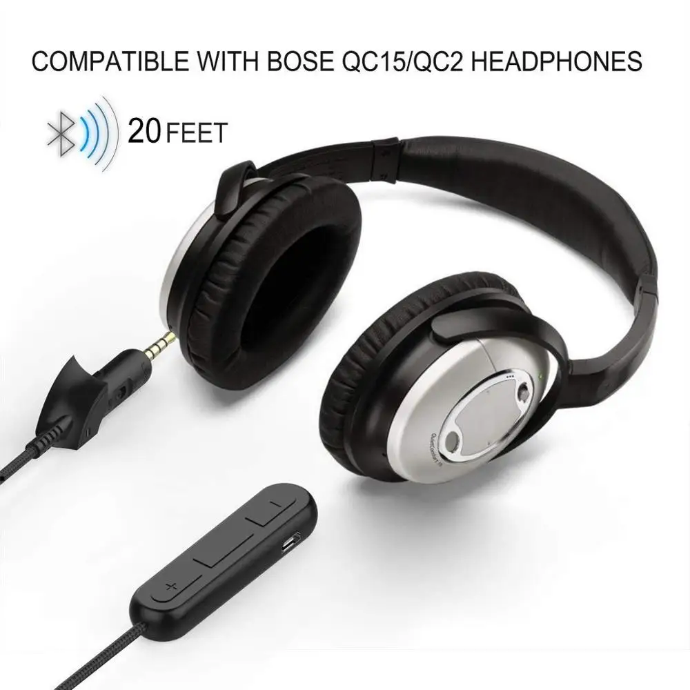 Bluetooth 5 0 Stereo Audio Adapter Wireless Handsfree Receiver For Bose Quiet Comfort QuietComfort QC 15 2 QC15 QC2 Headphones