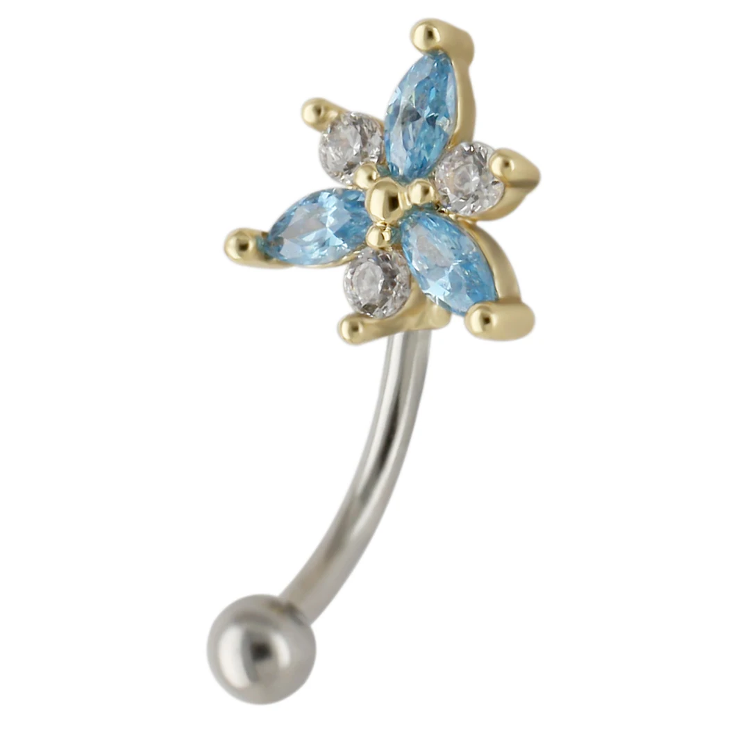 JHJT MUSI 16G кольцо для бровей 316L из хирургической стали красочные цветы CZ ювелирные