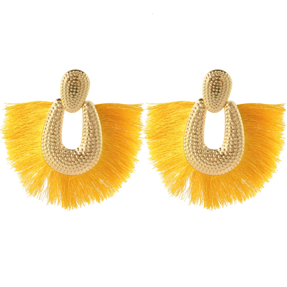 E5805Personality Women Big Tassel Drop Earrings Colorful Bohemia Dangle Earring Fashion Jewelry Ear Drop Special Design Gift CS28