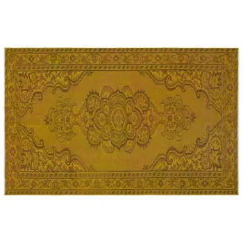

Handmade Yellow Vintage Overdyed Turkish Area Rug 145x234 Cm-4'9''X7'8''
