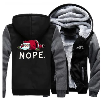 

Santa Claus Nope Gife Cartoon Funny Printed Hoodies 2020 Men Sweatshirts Jacket Warm Clothing Keep Warm Winter Streetwear Hooded