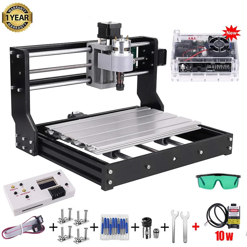 10w laser CNC 3018 Pro лазерный гравер древесины маршрутизатор машина GRBL ER11 DIY Мини гравировальный станок для дерева PCB ПВХ с автономным контроллером - Цвет: 10w laser