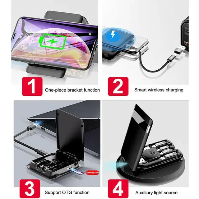 Multi-function Universal Smart Adaptor Card Storage data cable USB Box Wireless charging for iphone xiaomi huawei - Image 5