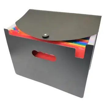 

Rainbow 24 Pockets Classified File Folder with Cover Expanding File Holder Large A4 Storage Organizer Case Home Office Storage