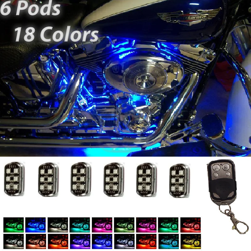 

Styling 1 Set 36LED Motorcycle Pod Light Super bright 5050 SMD RGB LEDs Ground Effect Kit Remote Control Mayitr