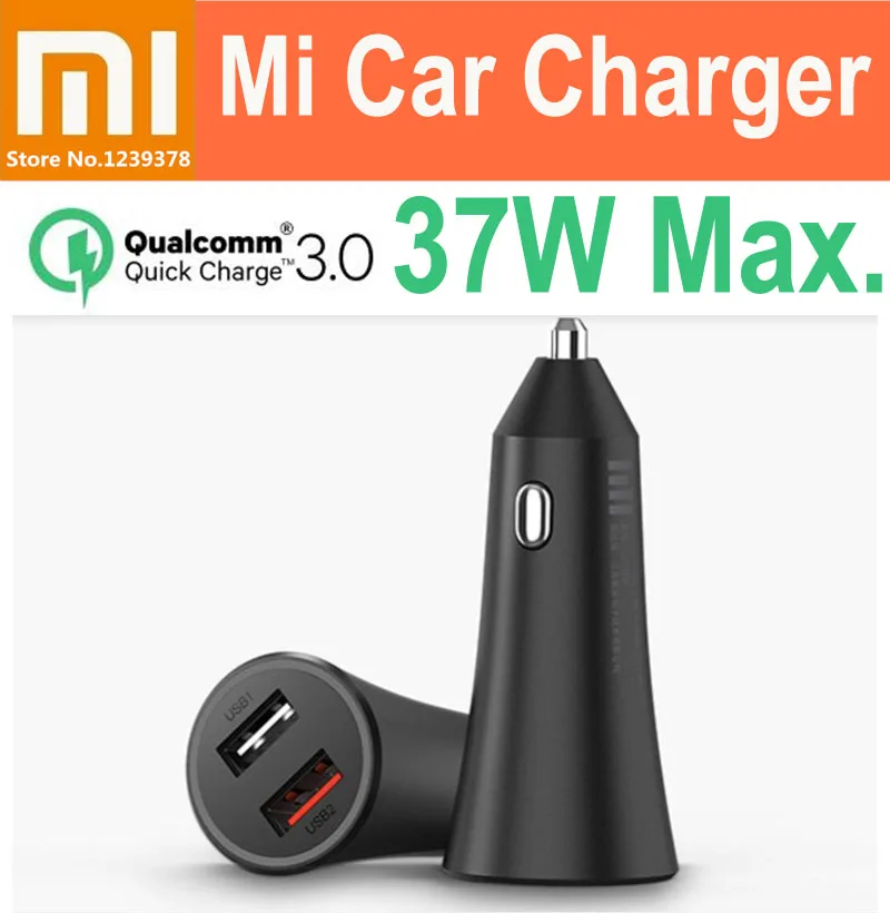 Автомобильное зарядное устройство Xiaomi Mi 100 Вт 36 37 QC 3 0 Dual USB 20 В/а 5 В/3 А 9 В/2 а 12 для 10
