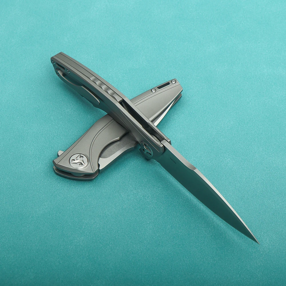 M390 powder steel folding knife TC4 titanium alloy handle high hardness sharp self-defense knife water field survival knife 6