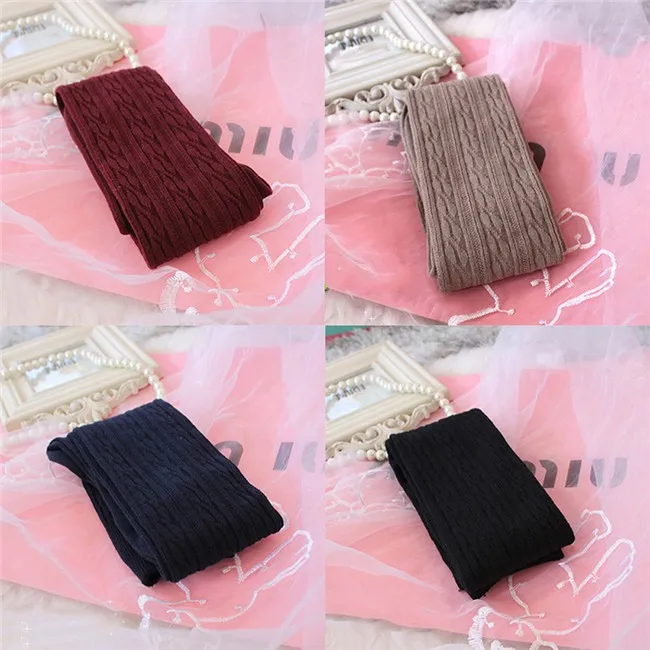 Women Wool Braid Over the Knee Thigh Highs Hose Stockings Twist Warm Winter Hot Stockings
