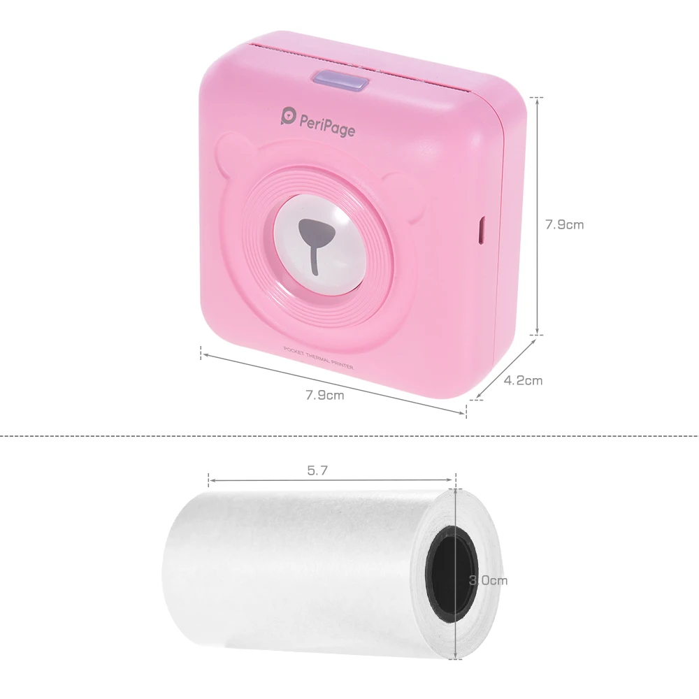 

Mini Camera Pocket Cam with BT+USB Lovely Picture Paper Camera with Instant 6 57*30mm Thermal Receipt Paper For Kids Girls Gifts