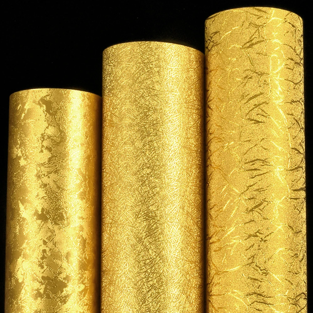 Luxury Gold Foil Wallpaper Stripe Metallic Glitter Reflective KTV Bar