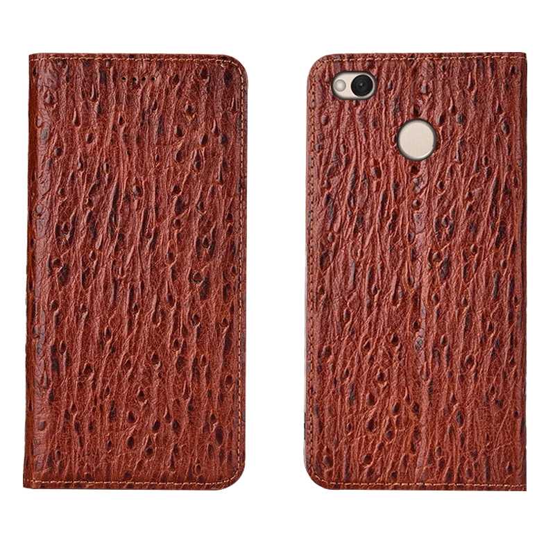 

Ostrich Pattern Genuine Leather Ultra Thin Card Slot Case For Xiaomi Redmi 4X/Redmi 4 Pro/Redmi 5 Plus Magnetic Case Stand Coque