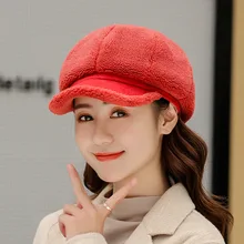 Зимний берет шляпа s женские модные зимние шляпы для женщин кепки с плоским козырьком Шерсть Теплый армейский слюнявчик военная шапка восьмиугольная шапка