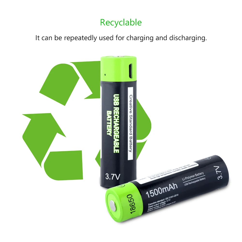 1500mAh USB 18650 Rechargeable li-ion Lipo Battery Cable Charger Kit For Toys controller batteries Lithium Polymer Battery