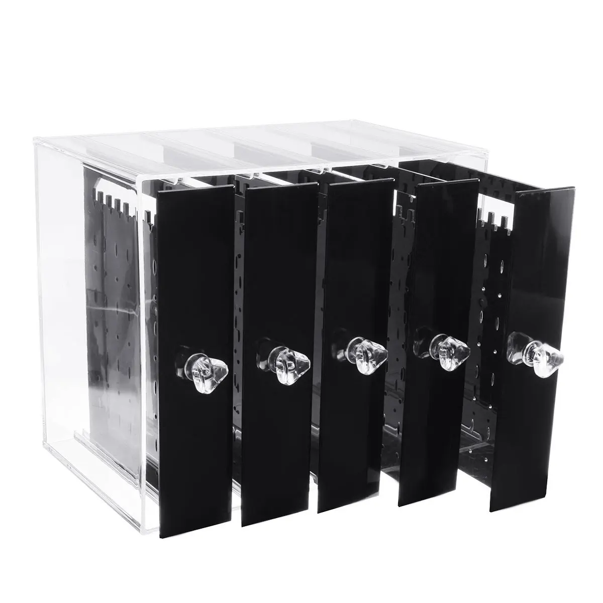 5 Tray Black Акриловый ящик для хранения ювелирных изделий, коробка для сережек, стойка для украшений, колье, браслет, органайзер, чехол, прозрачный пылезащитный лоток для колец - Цвет: 5 Tray Black