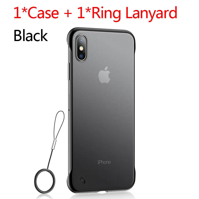 P1R-Black Бескаркасный Прозрачный матовый жесткий чехол для телефона для iPhone 6 6S 7 8 Plus, чехол XS Max XR 11 Pro Max с кольцом для пальца, чехол - Цвет: P1R-Black