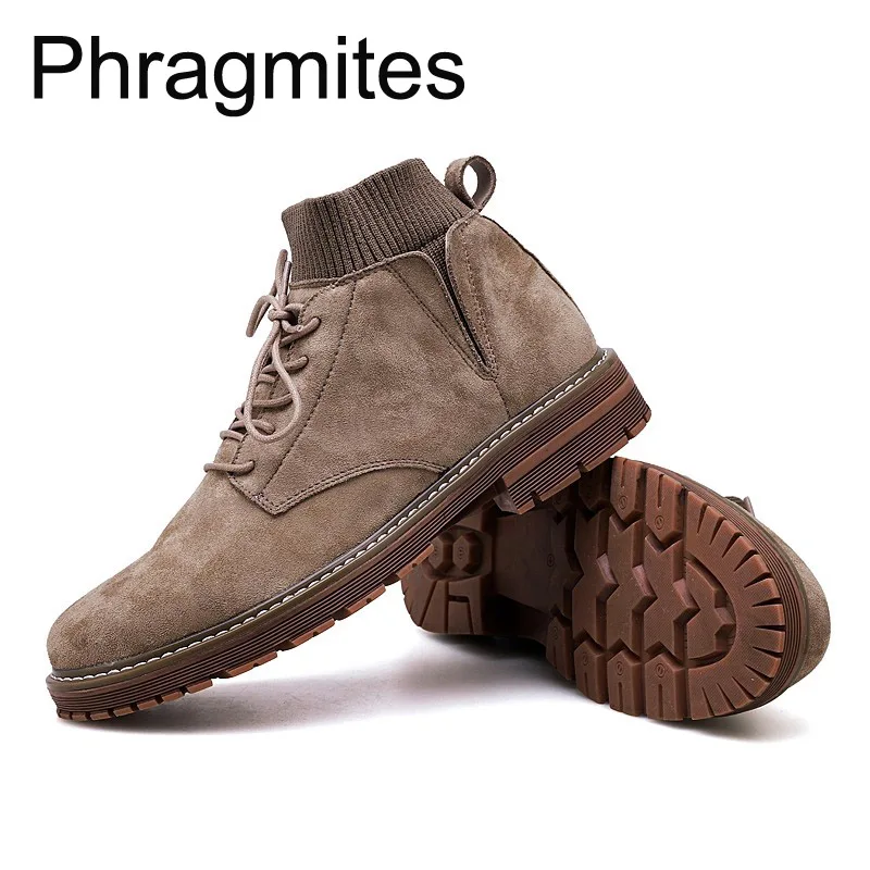 Phragmites/теплая зимняя обувь для мужчин; сезон осень-зима; модные мужские ботинки из натуральной кожи; Уличная обувь; Botas Mujer; теплые высокие мужские ботинки черного цвета
