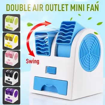 

New Mini Double Hole Fan Bladeless Fan Cooling Fan Quiet Humidifier Fragrance Portable USB Desktop Small Fan For Table Notebook