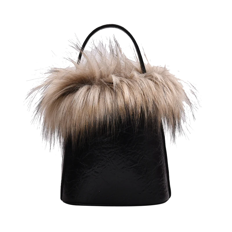 Винтажная модная женская сумка-мешок зимняя новая качественная женская дизайнерская сумка из искусственной кожи плюшевые сумки через плечо