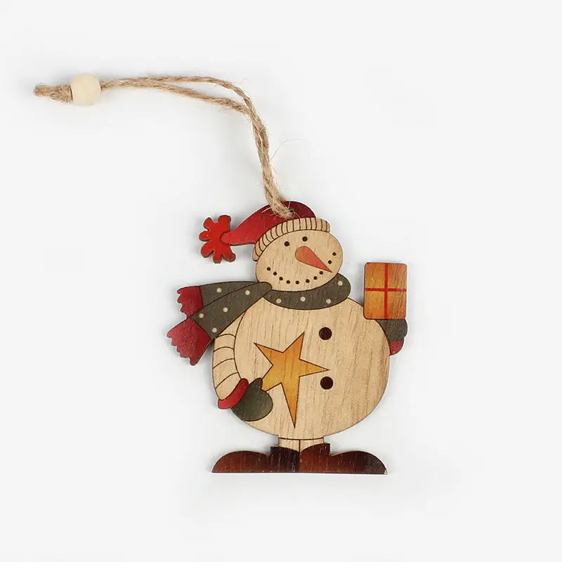 Retro snowman 3 HUADODO 3 шт Снеговик Рождественские Подвески Украшения деревянное ремесло для рождественской елки украшения вечерние Новогодние украшения подарок для детей - Цвет: Retro snowman 3