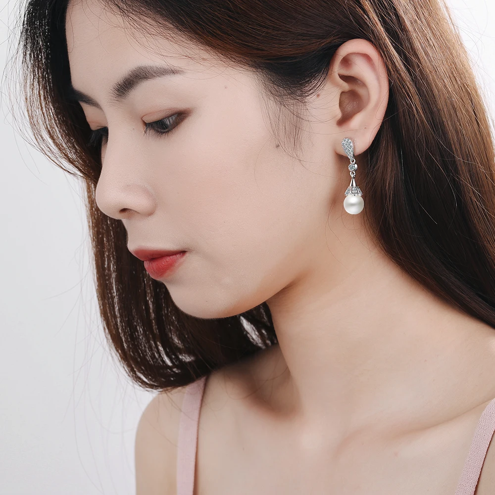 925 sterling silver Pearl Jewelry natural freshwater pearl drop earrings for women Silver Wedding Dangle Earring dangle earrings pearl earrings drop earrings