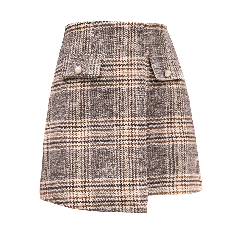 

YOSO Woolen Plaid A-Line Skirt Fall And Winter 2019 New Female Korean Casual Fashion Wild Waist Skirts