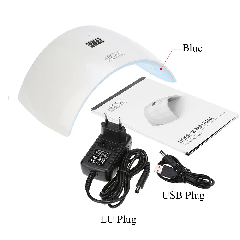 Blue EU USB Abody 24 Вт Сушилка для ногтей УФ светодиодный светильник для ногтей 15 светодиодный S 30/60s таймер маникюрная лампа для ногтей гель лак машинка для дизайна ногтей сушилка для гель-лака - Цвет: Blue EU USB