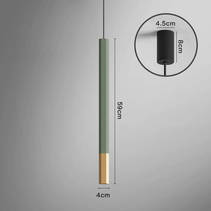 Nordic Led Pendant Lights Restaurant Long Tube Living Room Pendant Lamp Dining Room Bar Hanging Lamps Kitchen Light Fixtures - Цвет корпуса: Tea Green middle