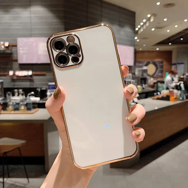 Ottwn Solid Plating Lens Protection Phone Case For iPhone 12 Pro Max 11 13 Pro Max X XR XS Max 7 8 6 Plus SE 2020 Soft TPU Cover W