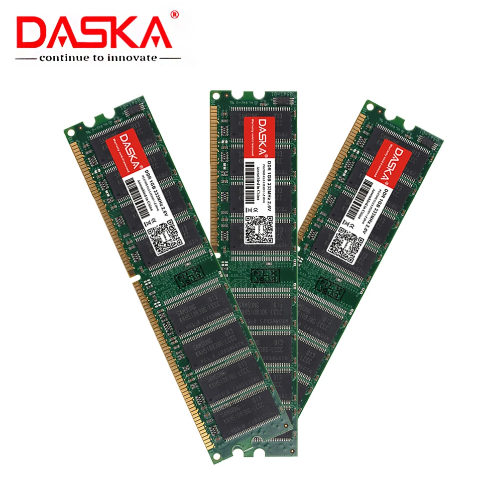 DASKA 데스크탑 PC 메모리 모듈, DDR 1GB, 400MHZ, 2700 3200u, 컴퓨터 DDR1, 중고 RAM