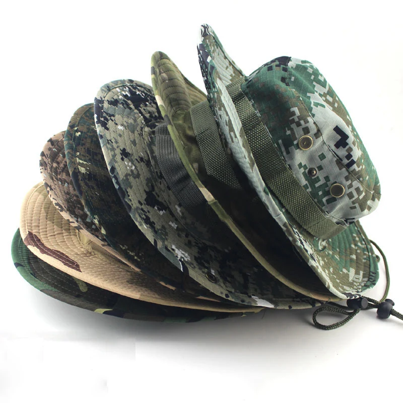 Military Sun Hat Bucket Breathable Tactical Airsoft Sniper Camouflage Boonie Hats Forest Army Tactical hat