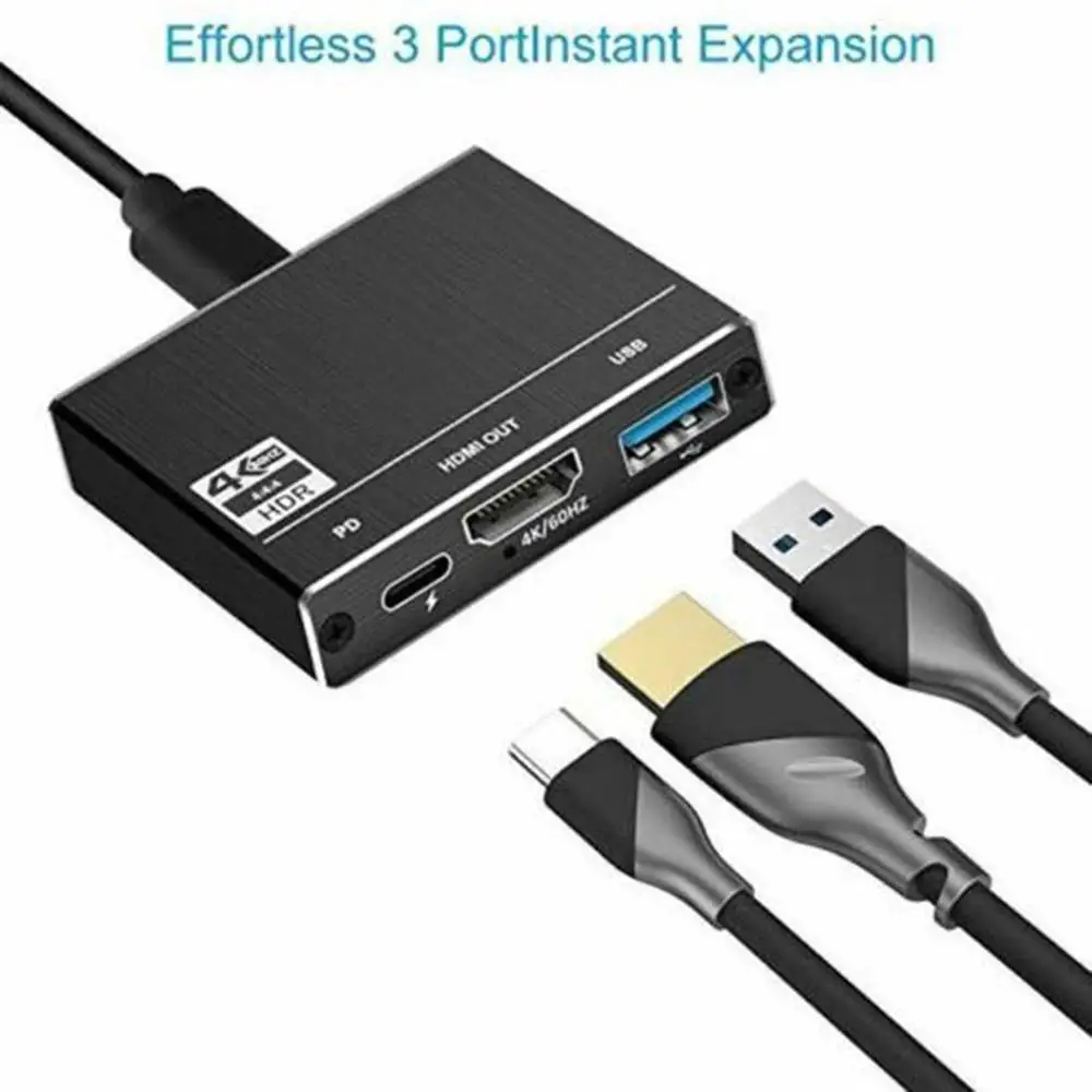 Кабель-Переходник USB C на HDMI адаптер 4K 3-в-1 Тип с разъемами типа C и HDMI мульти-Порты и разъёмы адаптер совместим для MacBook Pro для samsung
