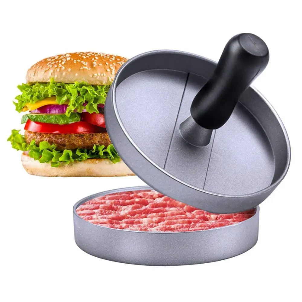 

1 Set Round Hamburger Press Aluminum Alloy Non-Stick 11 cm Hamburger Meat Beef BBQ Grill Burger Press Patty Maker Mold Ideal