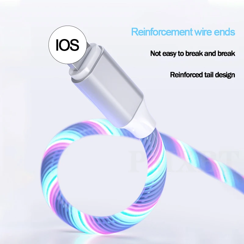 3 в 1 мобильный телефон USB кабель для iPhone Micro usb type C зарядный кабель для Xiaomi samsung Быстрая зарядка светодиодный плавный свет