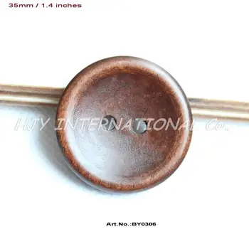 

(800pcs/lot) 35mm Personalized Wooden Buttons Brown Washable Sewing Button With Your Own Message or Shop Name 1.4"-BY0306