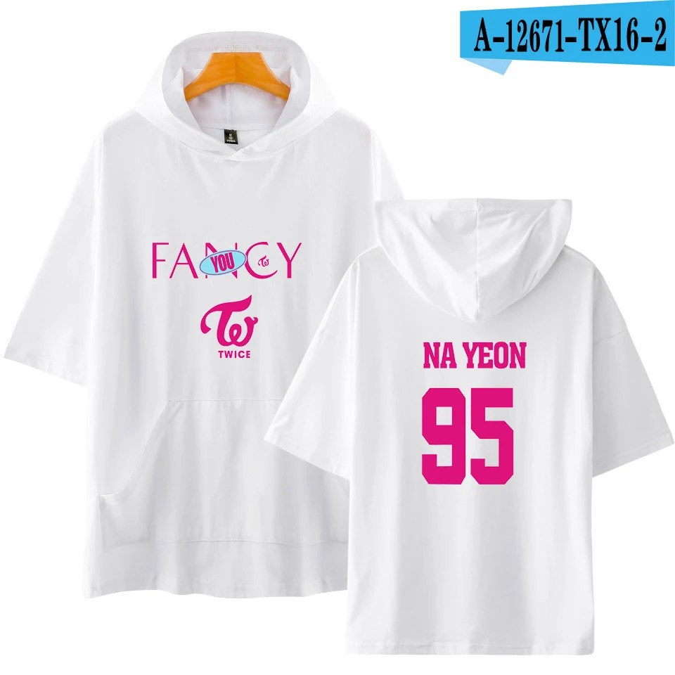 Новая корейская мода Kpop Twice Fancy футболки Harajuku с капюшоном футболки для женщин/мужчин короткий рукав толстовка футболка хип-хоп рубашки хип-хоп - Цвет: white4