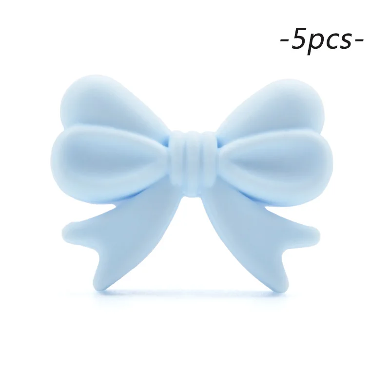 LOFAC Silicone Cartoon Bow Tie Beads - 5pcs Set for DIY Keychains & Jewelry Accessories