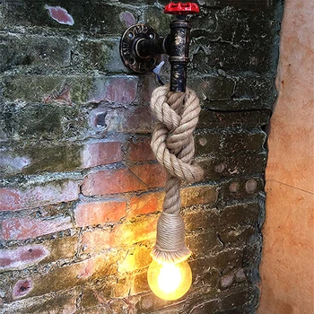 

Industrial Rope Wall Lamp Vintage Wandlamp Water Pipe Led Wall Vanity Light For Restauant Porch Corridor Stairs Balcony Bar Cafe