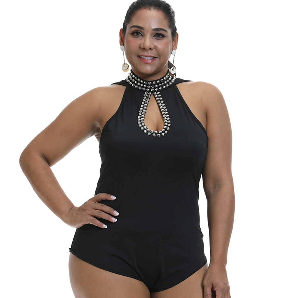 6XL Women Plus Size Bodysuit Sexy Hollow Out Beading Bodysuit femme Summer Sleeveless Slim Fit Body Suit Female Streetwear D30 6XL Women Plus Size Bodysuit Sexy Hollow Out Beading Bodysuit femme Summer Sleeveless Slim Fit Body Suit Female Streetwear D30