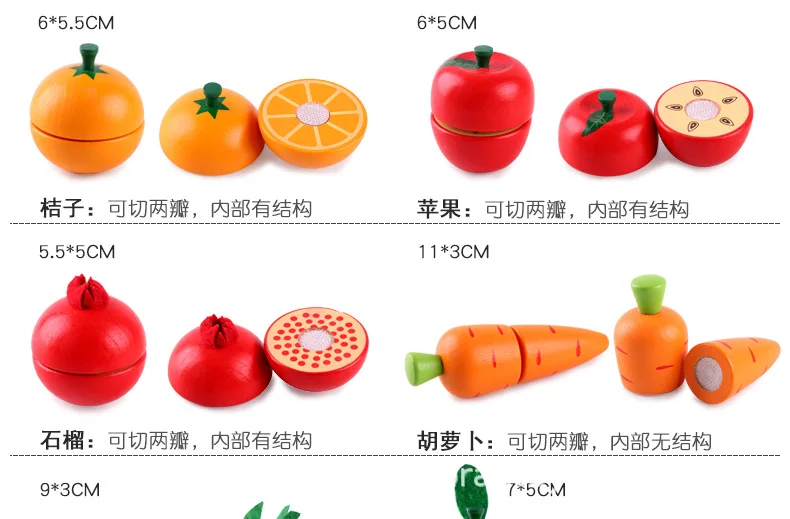 Cut Fruit Educational Toy Wooden Velcro& Vegetable Fruit Cut Children Play House Kitchen Toy Single