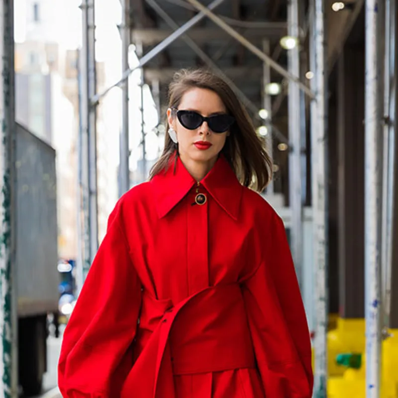 WOMENGAGA new autumnlantern sleeves women clothing Windbreaker Loose Coat Red Overcoat Woman and waist belts wide DG033